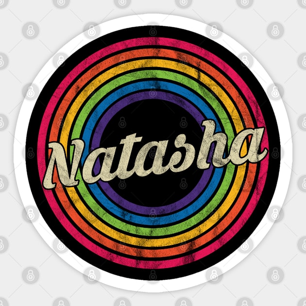 Natasha - Retro Rainbow Faded-Style Sticker by MaydenArt